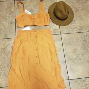 Two Piece Skirt Set Size Large NWT Orange